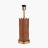 Tan Leather and Brass Cylindrical Table Lamp Tan Leather and Brass Cylindrical Table Lamp