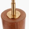 Tan Leather and Brass Cylindrical Table Lamp Tan Leather and Brass Cylindrical Table Lamp