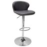 Rosano Gas-Lift Bar Stool (Dark Grey Faux Leather & Chrome Base) by Bentley Designs