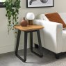 Emerson Rustic Oak and Peppercorn Square Lamp Table by Bentley Designs