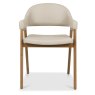 Camden Rustic Oak Upholstered Dining Armchairs - Ivory Bonded Leather (Pair) by Bentley Designs