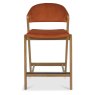 Camden Rustic Oak Upholstered Bar Stool - Rust Velvet Fabric (Single) by Bentley Designs