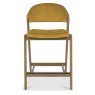 Camden Rustic Oak Upholstered Bar Stool - Mustard Velvet Fabric (Single) by Bentley Designs