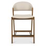 Camden Rustic Oak Upholstered Bar Stool - Ivory Bonded Leather (Single) by Bentley Designs