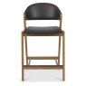 Camden Rustic Oak Upholstered Bar Stool - Old West Vintage Bonded Leather (Single)