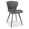 Garcia Upholstered Dining Chairs - Dark Grey Vintage Faux Leather and Black Legs (Pair) Garcia Upholstered Dining Chairs - Dark Grey Vintage Faux Leather and Black Legs (Pair)
