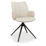 Rowan 360 Degree Self-Returning Swivel Chair - Ivory Faux Leather and Black Legs (Single) Rowan 360 Degree Self-Returning Swivel Chair - Ivory Faux Leather and Black Legs (Single)