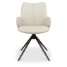 Rowan 360 Degree Self-Returning Swivel Chair - Ivory Faux Leather and Black Legs (Single)