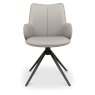 Rowan 360 Degree Self-Returning Swivel Chair - Light Grey Faux Leather and Black Legs (Single)